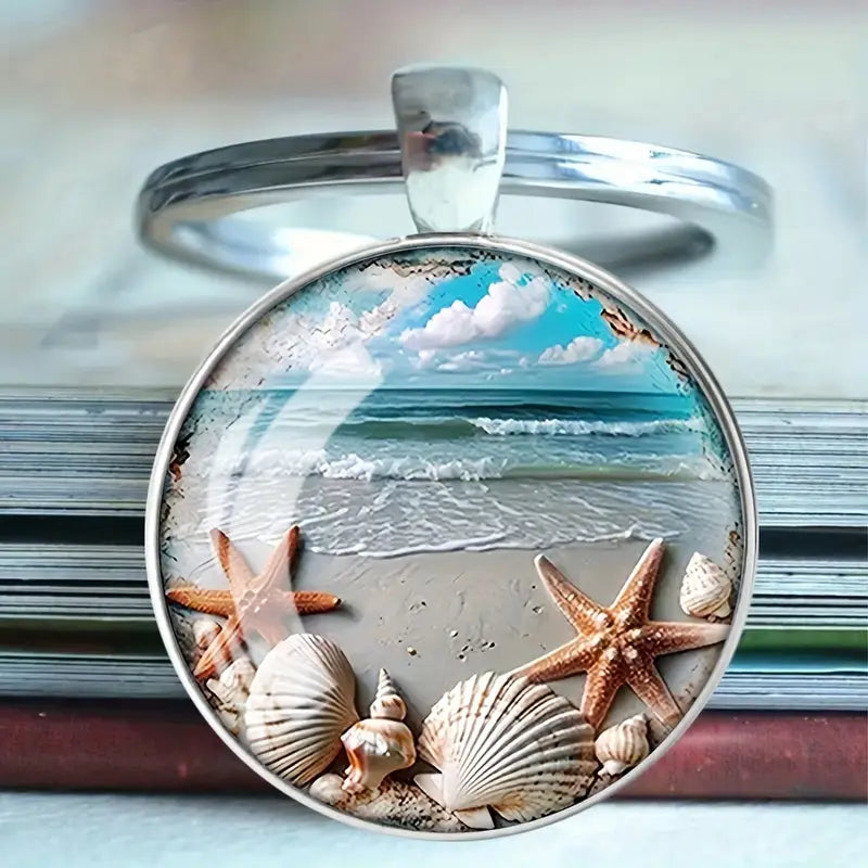 Beach Scene Bubble Keychain