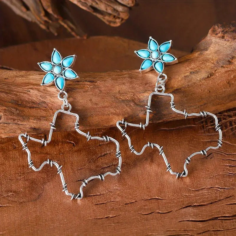 Texas Turquoise Flower Earrings