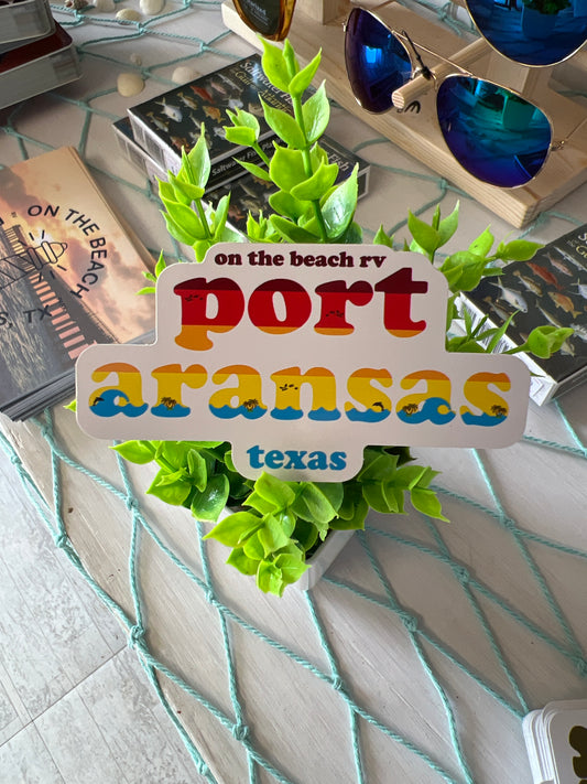 Port Aransas Inlaid Sunset - On the Beach RV - Port Aransas, TX Sticker