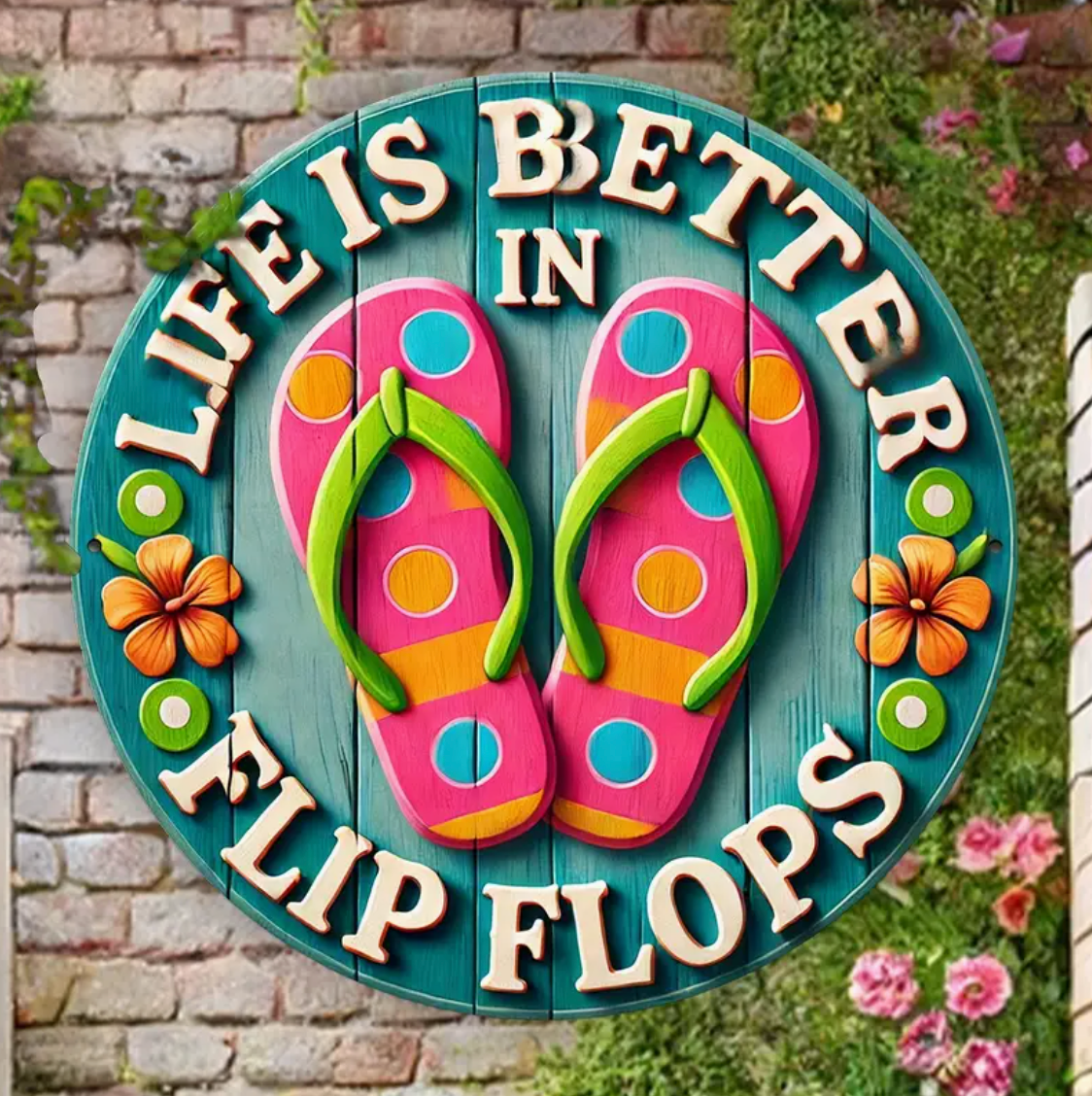 Life is Better in Flip Flops Metal Wall Sign