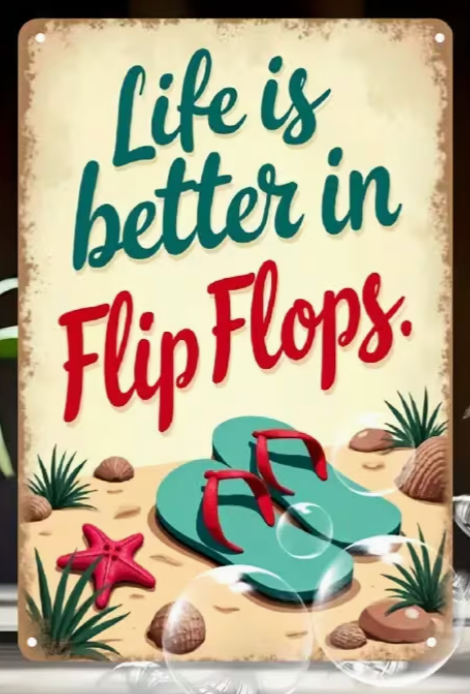 Life is Better in Flip Flops Metal Rectangle Sign